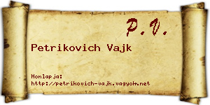 Petrikovich Vajk névjegykártya